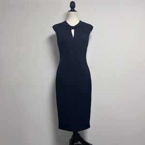 Ted Baker London Navy Blue Sleeveless Kezzia Keyhole Midi Sheath Dress 2 US 6